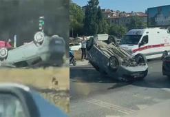 Sarıyer’de takla atan otomobildeki 2 kişi yaralandı