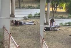 Tüfekle vurulan kişiye tişörtünü çıkarıp ilk yardım yaptı; o anlar kamerada