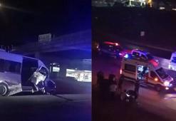 Servis minibüsü, çöp kamyonuna çarptı; 3 yaralı