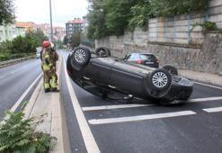 Sarıyer’de refüje vuran otomobil takla attı; sürücü yaralandı