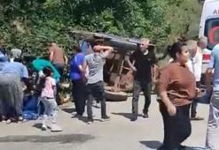 Fındık işçilerinin taşındığı römork devrildi; 7 yaralı