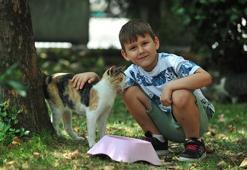 6 yaşındaki Dorukhan, her gün takipçisi kadar sokak hayvanı besliyor