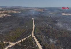 Edirne'deki orman yangınında yanan alanlar havadan görüntülendi