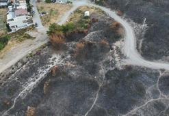 İzmir’de yerleşim yerlerinin çevresinde yanan alanlar dronla görüntülendi