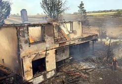 Tekirdağ'da ot yangınında alevler evlere sıçradı