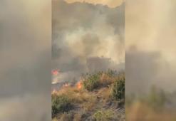 Arazöz alevlerin arasında kaldı; telsizle yardım isteyip son anda kurtuldular