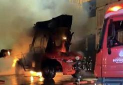 Ambarlı Limanı'nda yanan iş makinesi kullanılamaz hale geldi