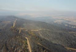 Kontrol altına alınan yangın dron ile görüntülendi