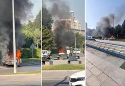 TBMM önünde otomobilini yaktı, gözaltına alındı