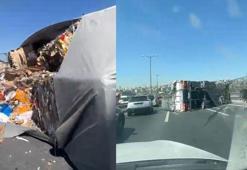 Başakşehir TEM'de kamyon devrildi; kilometrelerce araç kuyruğu oluştu