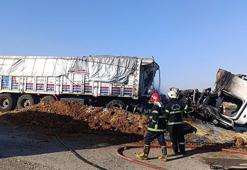 Gaziantep'te arpa yüklü TIR yandı; şoför yaralı