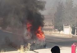 Gaziantep'te seyir halindeyken alev alan otomobil yandı
