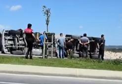 Sultangazi'de hafriyat kamyonu devrildi: 1 yaralı