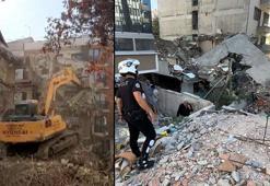 Avcılar’da yıkım sırasında devrilen binayı iş makinesi ile tutmaya çalıştılar