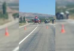 Malatya'da ambulans helikopter kara yoluna inip hasta aldı