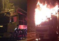 Bursa'da park halindeki TIR'da yangın