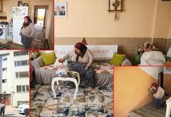 Yıkılacak binada bir başına kaldı