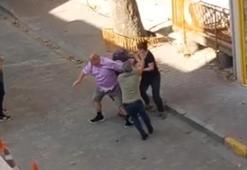Ev sahibi ile kiracı arasında biber gazlı, sopalı kavga kamerada