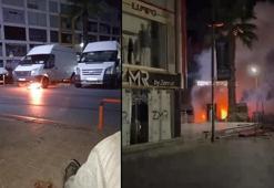 Güngören'de alacağı olduğunu iddia ettiği firmanın araçlarını yakıp kayda aldı