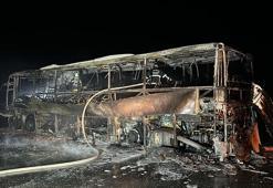 Gaziantep'te seyir halindeki yolcu otobüsü yandı