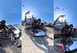 Küçükçekmece'de motosikletliye çarpıp kaçtı; kask kamerası sayesinde tespit edildi