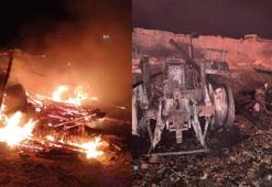 Garajda çıkan yangında otomobil ve traktör kullanılamaz hale geldi