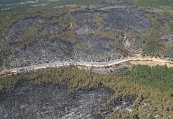 Karabük'teki yangında yanan alanlar havadan görüntülendi