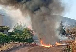 Şırnak’ta yol çalışması sırasında hasar alan boru hattından sızan petrol alev aldı