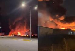 Arnavutköy'de 2 akaryakıt tankeri ile 2 iş makinesi alev alev yandı