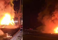 Diyarbakır’da otomobil kaldırıma çarpıp yandı: 1’i ağır, 3 yaralı