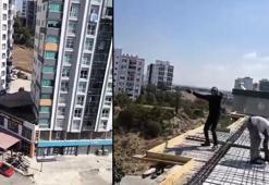 İnşaat işçisinden 10'uncu katta tehlikeli dans