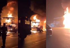 Yolcu otobüsü, Türkiye'ye dönerken Erbil'de alev aldı