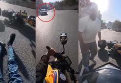 Motosiklet sürücüsünün yola savrulduğu kaza, kask kamerasında