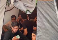 TIR’ın dorsesindeki kamp çadırlarından 17 kaçak göçmen çıktı