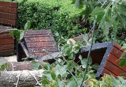 Rüzgarın devirdiği ağaç, parktaki bankların üzerine düştü