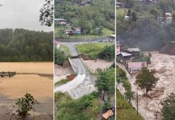 Artvin sağanak etkili oldu; dere taştı, köprü yıkıldı