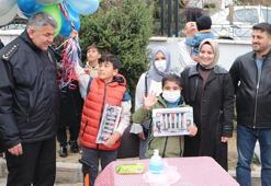 Sağlığına kavuşan Talha Sıraç, polis ağabeyleriyle buluşup motosiklete bindi, balon uçurdu