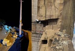 Nevşehir'in simge noktalarından Kadıkalesi’nden kaya parçası düştü; 3 ev tahliye edildi