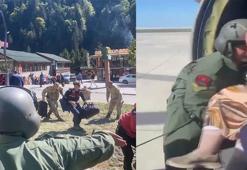 MSB, Rize'de selde mahsur kalanların helikopterle tahliye görüntülerini paylaştı