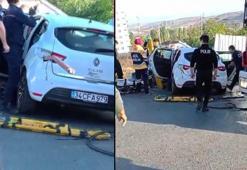 Başakşehir'de kazada otomobile saplanan demir sürücünün bacağını delip aracın arkasından çıktı