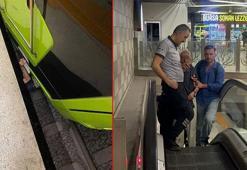 Peronda öğrencilerin şakalaşırken raylara düşürdüğü yolcu, son anda ölümden döndü