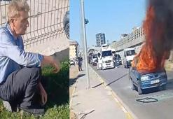 Sivas'ta otomobil alev aldı; sürücü yaralandı