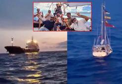 Arızalanan Sumud teknesindeki aktivistlere Türk Donanması yardımcı oldu