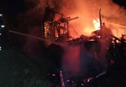 Ordu'da 2 katlı ahşap ev yandı