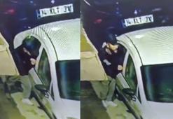 Gaziosmanpaşa’da otomobil teybi hırsızlığı kamerada