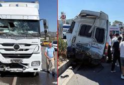 Milas'ta minibüs ile çekici çarpıştı; 1 ölü, 10 yaralı