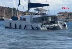 Bodrum'da kuvvetli rüzgar; yelkenli tekne de kayalıklara oturdu