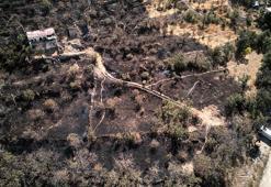 Patlıcan ve biber közlerken dağdaki otluk araziyi yaktı