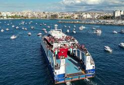 Çanakkale Boğazı’nda teknelerden Küresel Sumud Filosu'na destek turu