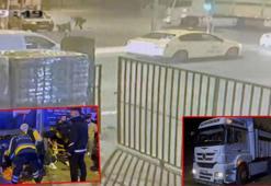 Sultanbeyli'de TIR'la çarpışan motosikletteki 2 kişi ağır yaralandı; kaza anı kamerada